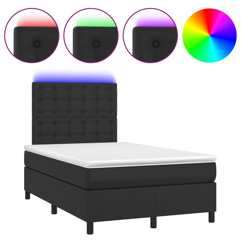 Boxspring met matras en LED kunstleer zwart 120x190 cm is nu te koop bij PeponiXL, paradijselijk wonen!