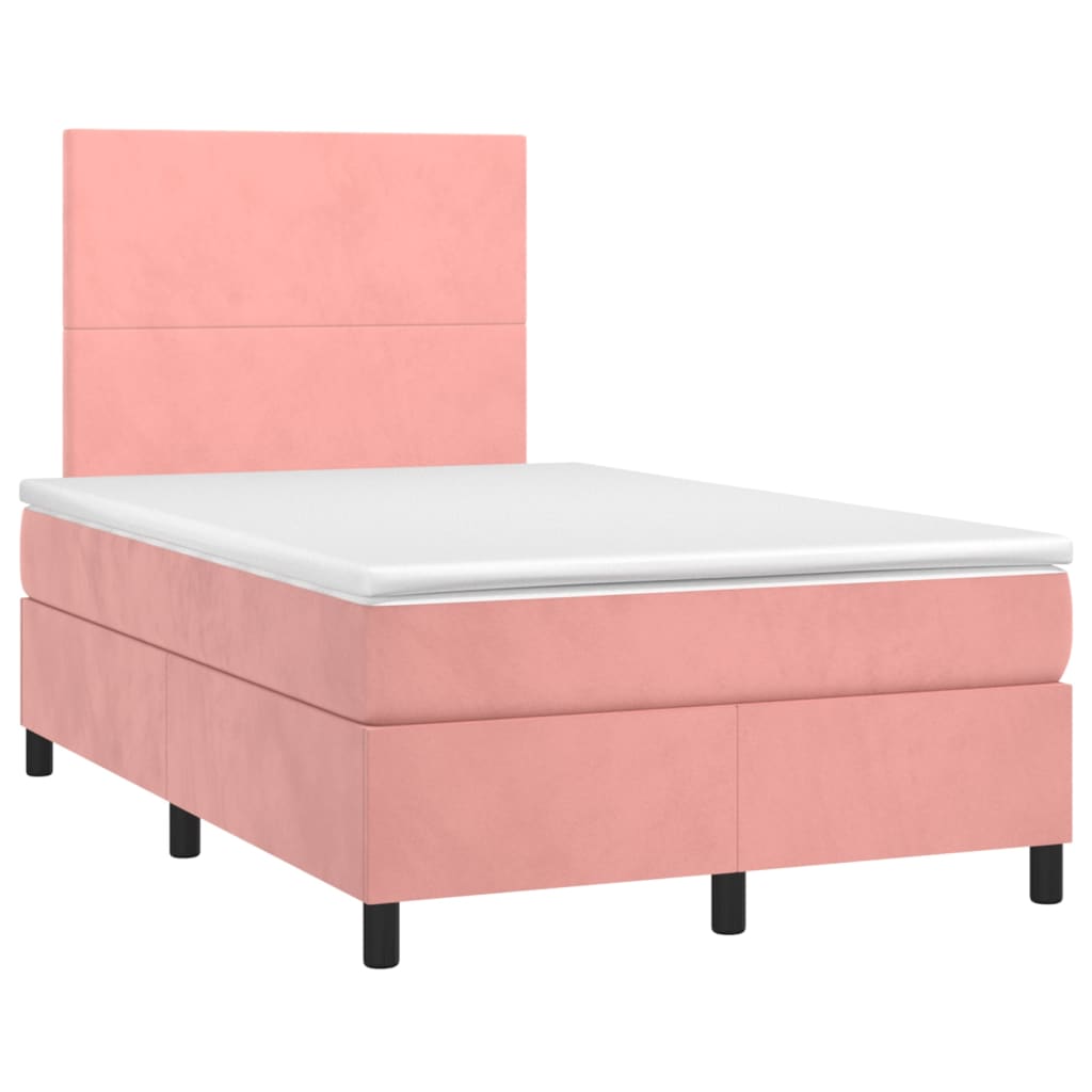 Boxspring met matras en LED fluweel roze 120x190 cm is nu te koop bij PeponiXL, paradijselijk wonen!