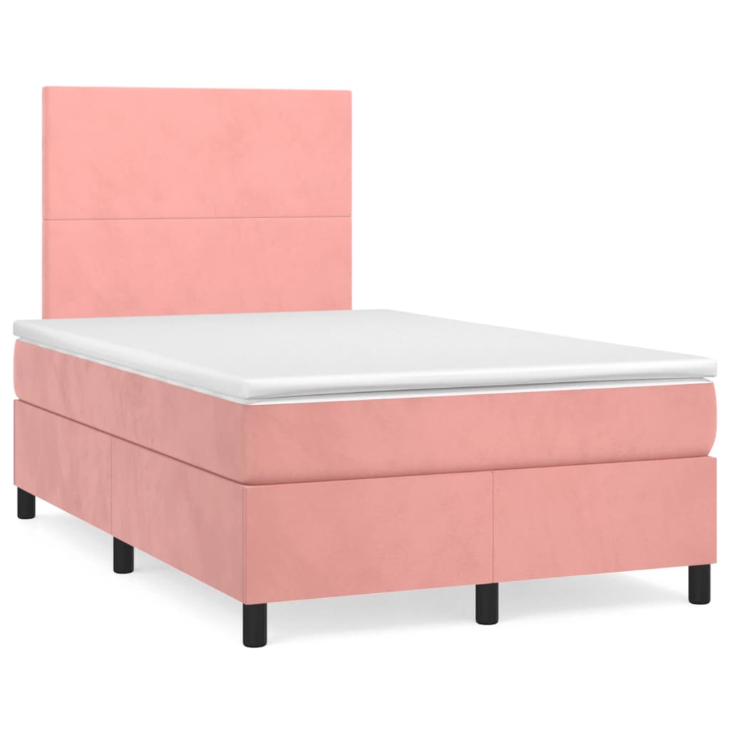 Boxspring met matras en LED fluweel roze 120x190 cm is nu te koop bij PeponiXL, paradijselijk wonen!