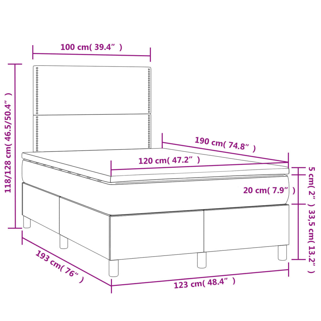 Boxspring met matras en LED fluweel donkerblauw 120x190 cm is nu te koop bij PeponiXL, paradijselijk wonen!