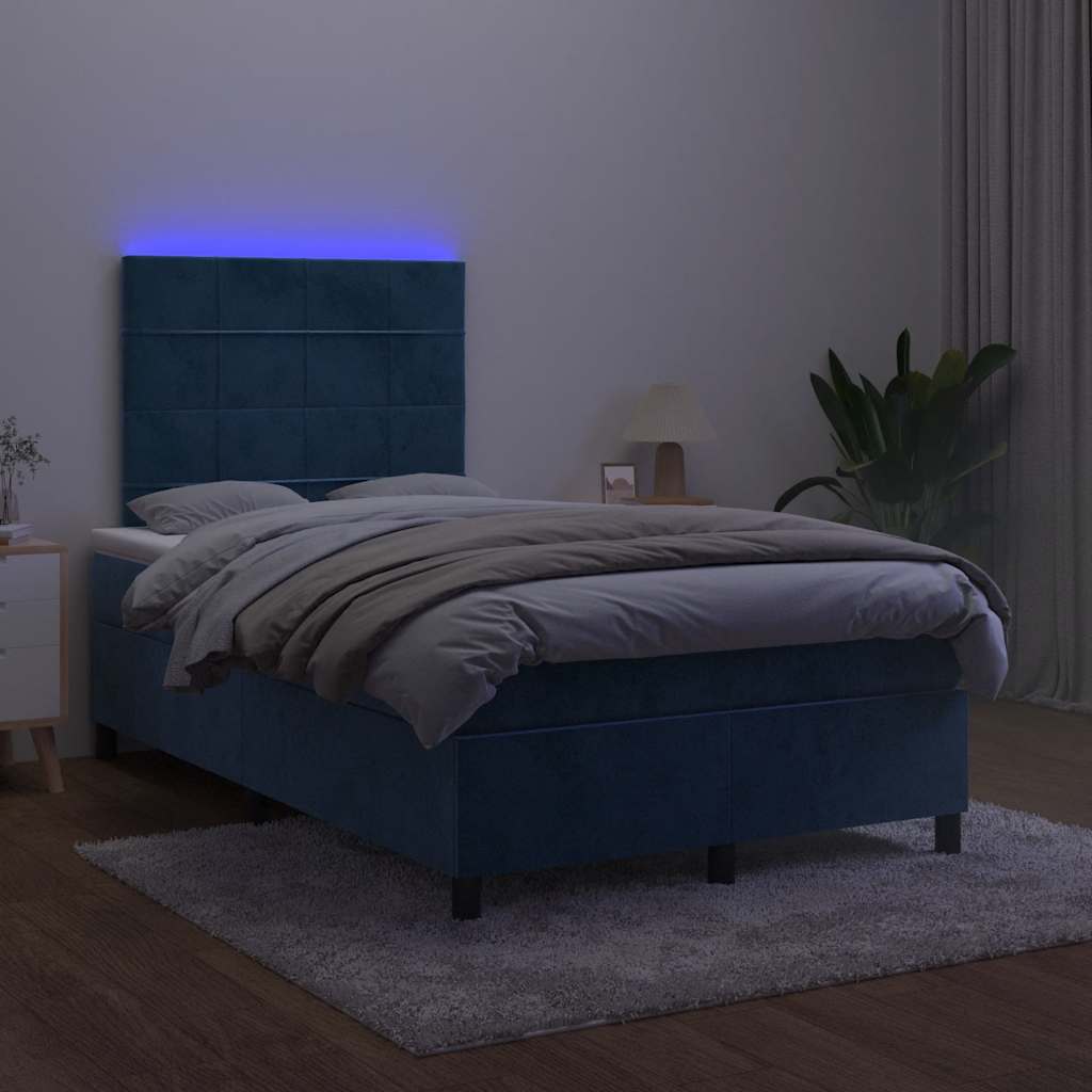 Boxspring met matras en LED fluweel donkerblauw 120x190 cm is nu te koop bij PeponiXL, paradijselijk wonen!