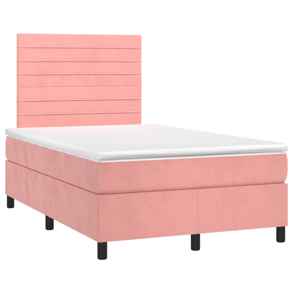 Boxspring met matras en LED fluweel roze 120x190 cm is nu te koop bij PeponiXL, paradijselijk wonen!