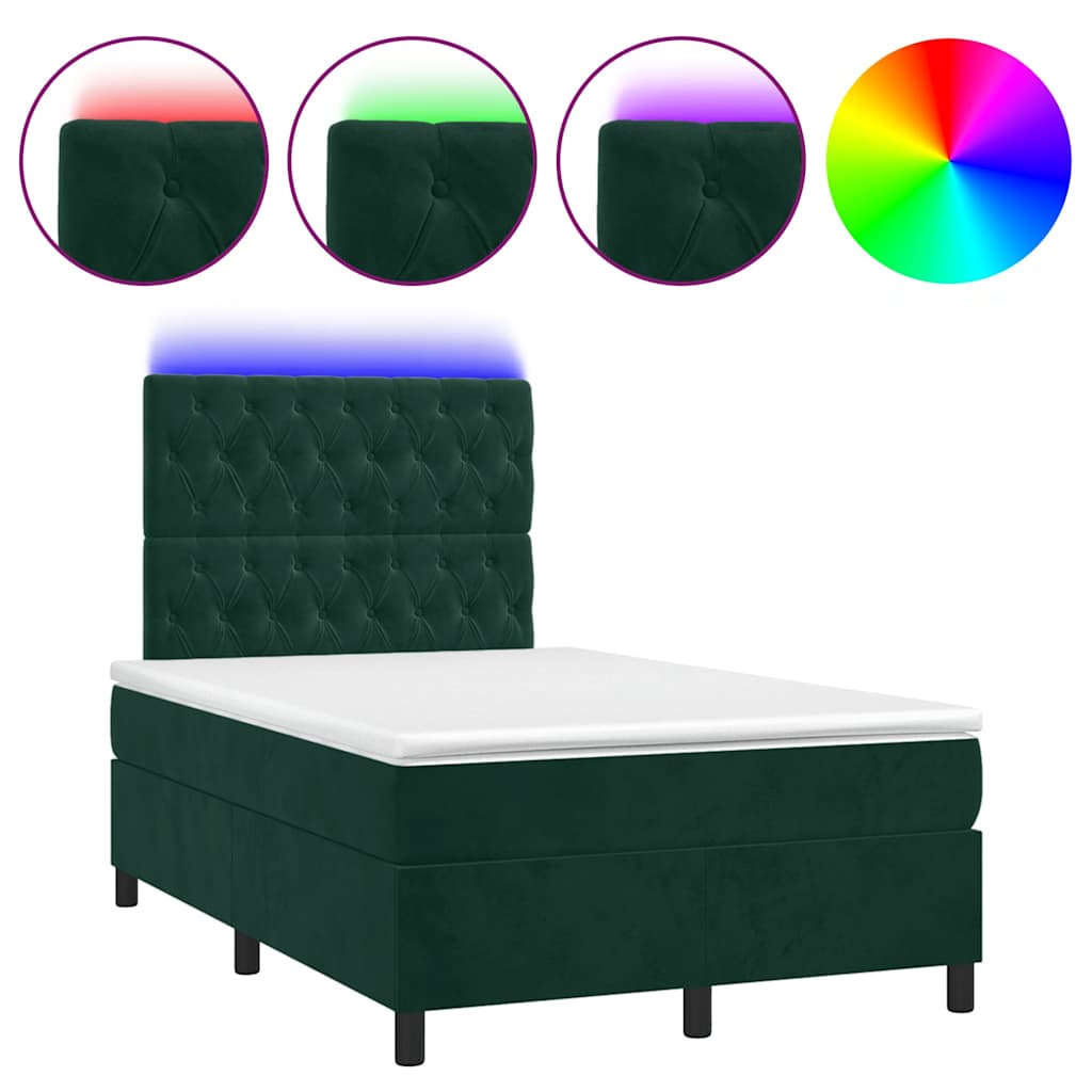 Boxspring met matras en LED fluweel donkergroen 120x190 cm is nu te koop bij PeponiXL, paradijselijk wonen!