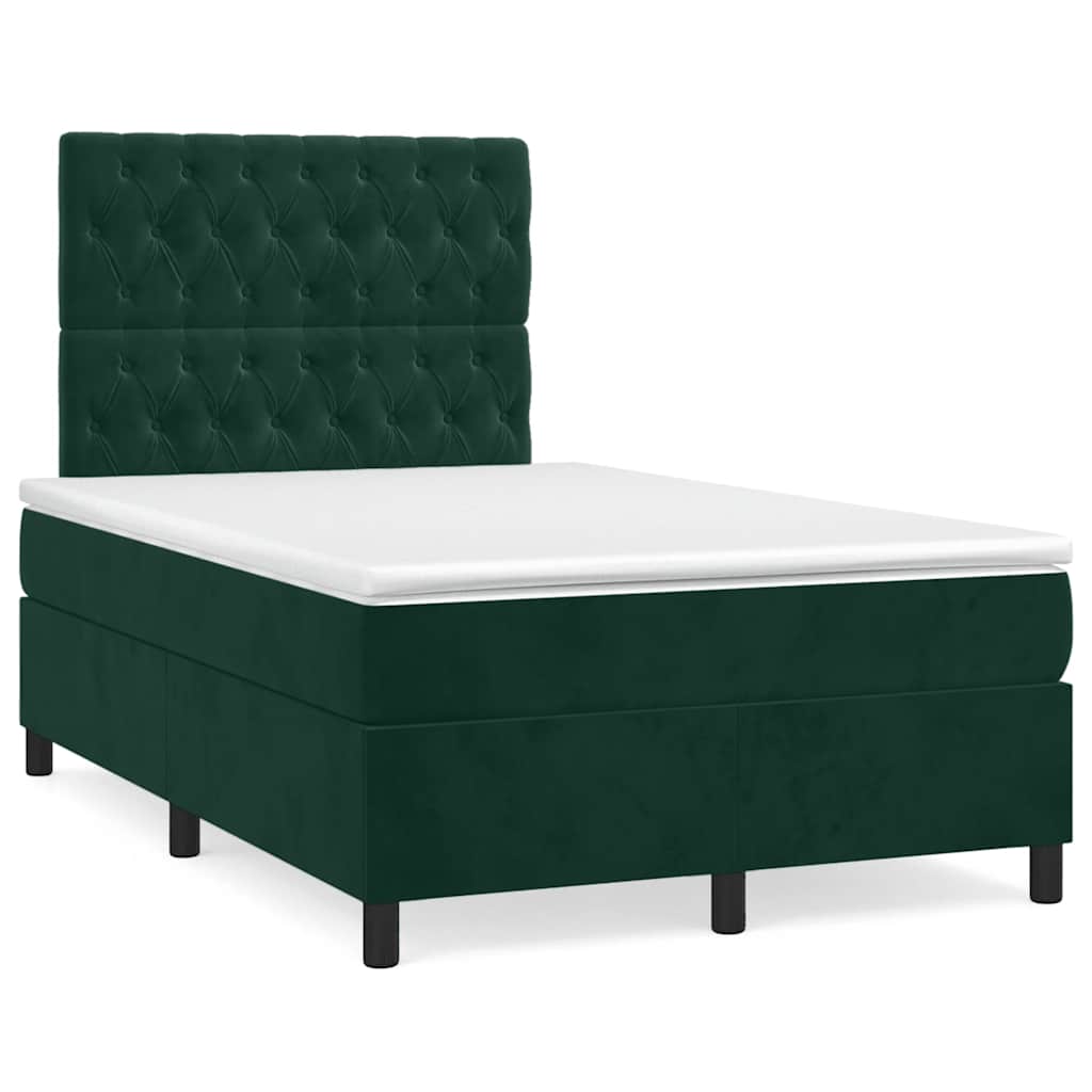 Boxspring met matras en LED fluweel donkergroen 120x190 cm is nu te koop bij PeponiXL, paradijselijk wonen!