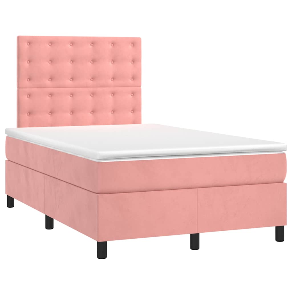 Boxspring met matras en LED fluweel roze 120x190 cm is nu te koop bij PeponiXL, paradijselijk wonen!