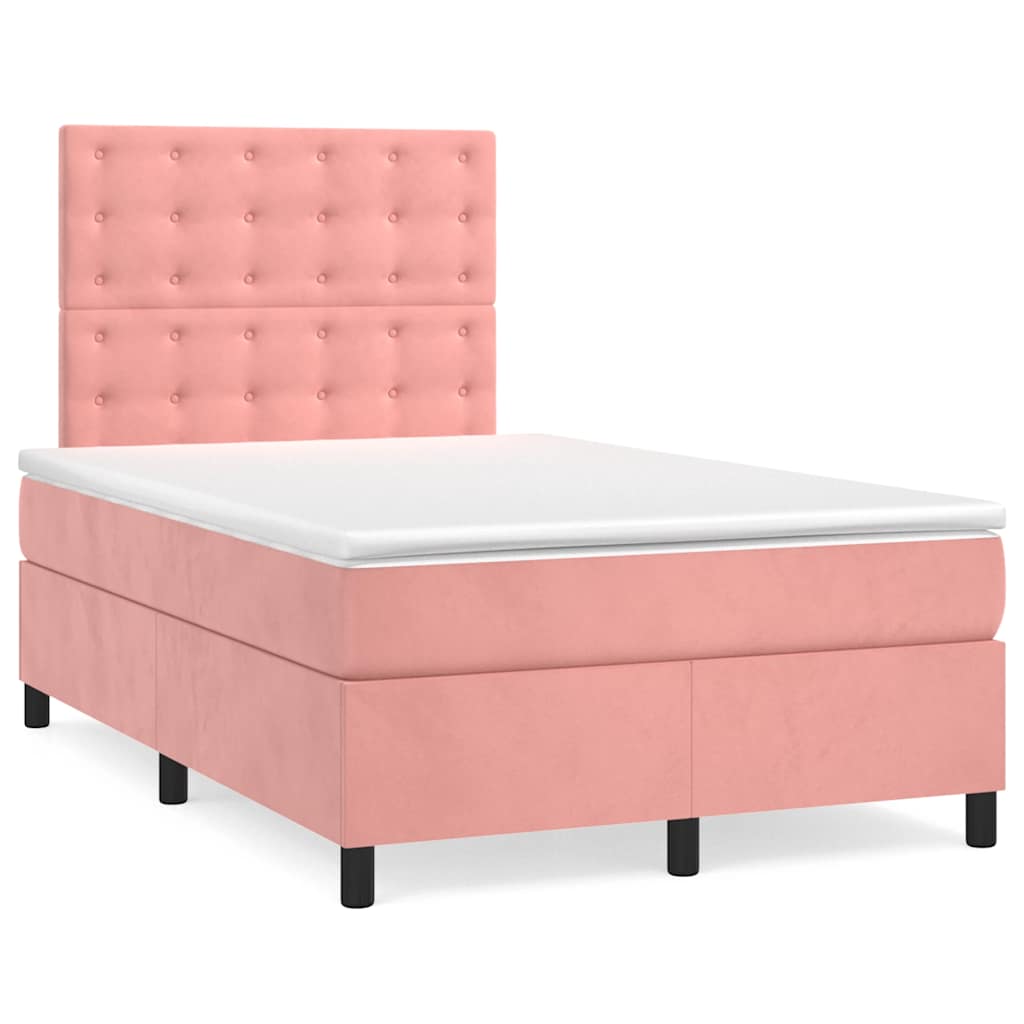 Boxspring met matras en LED fluweel roze 120x190 cm is nu te koop bij PeponiXL, paradijselijk wonen!