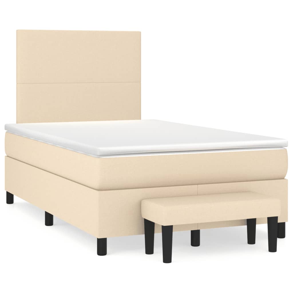Boxspring met matras stof crèmekleurig 120x190 cm is nu te koop bij PeponiXL, paradijselijk wonen!