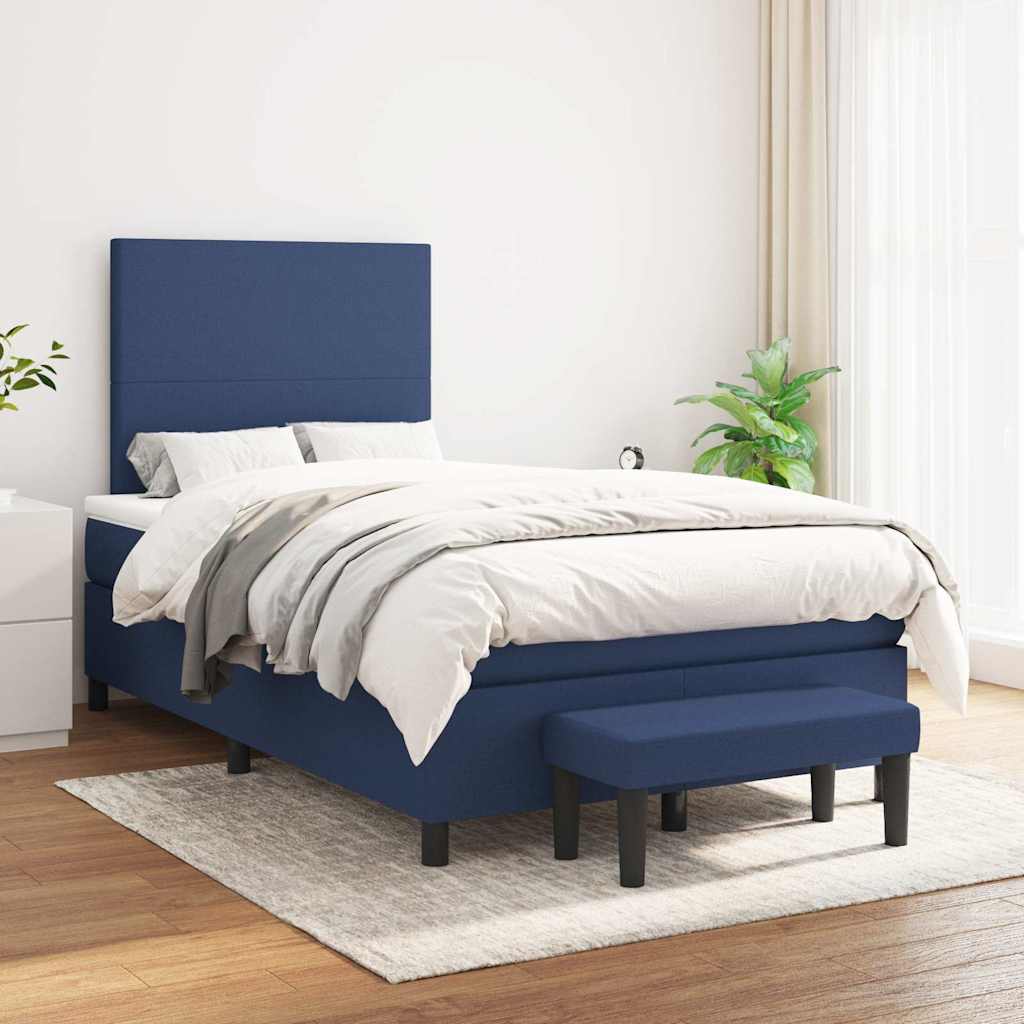 Boxspring met matras stof blauw 120x190 cm is nu te koop bij PeponiXL, paradijselijk wonen!