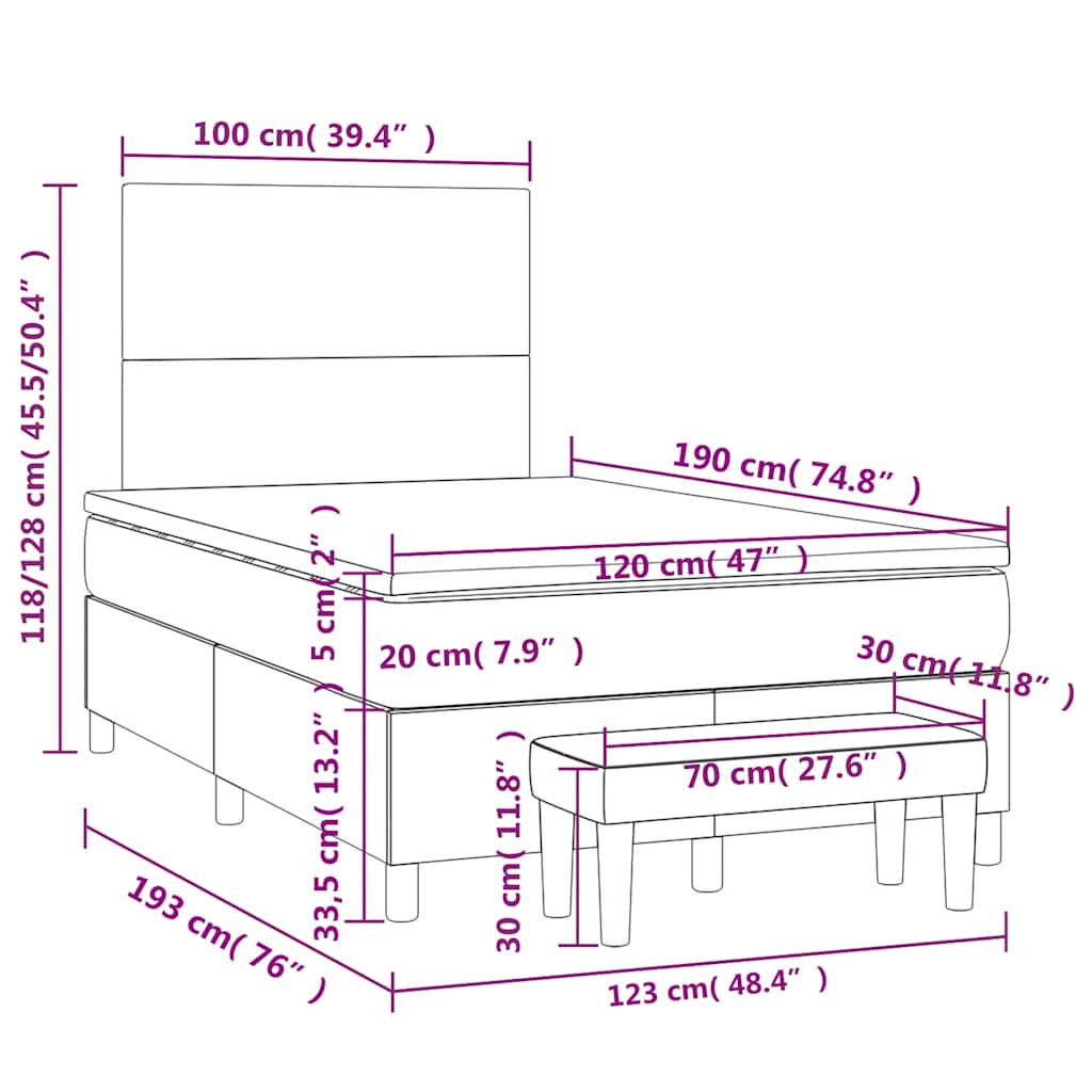 Boxspring met matras stof blauw 120x190 cm is nu te koop bij PeponiXL, paradijselijk wonen!