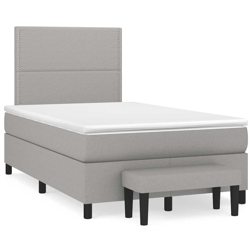 Boxspring met matras stof lichtgrijs 120x190 cm is nu te koop bij PeponiXL, paradijselijk wonen!