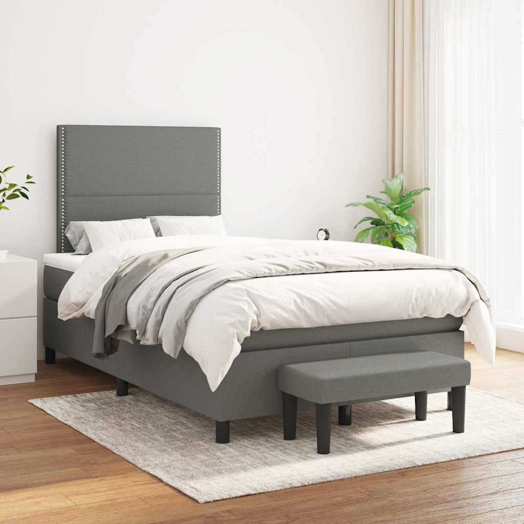 Boxspring met matras stof donkergrijs 120x190 cm is nu te koop bij PeponiXL, paradijselijk wonen!