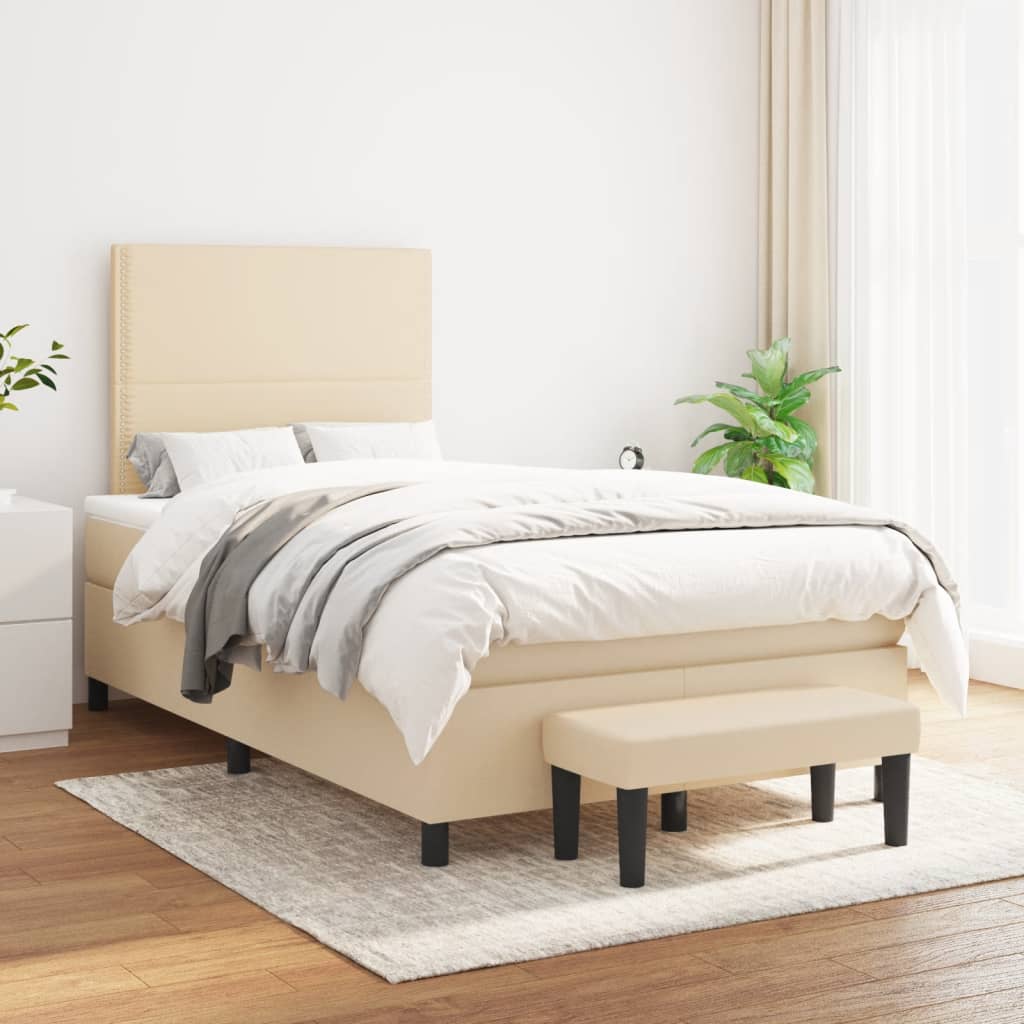 Boxspring met matras stof crèmekleurig 120x190 cm is nu te koop bij PeponiXL, paradijselijk wonen!