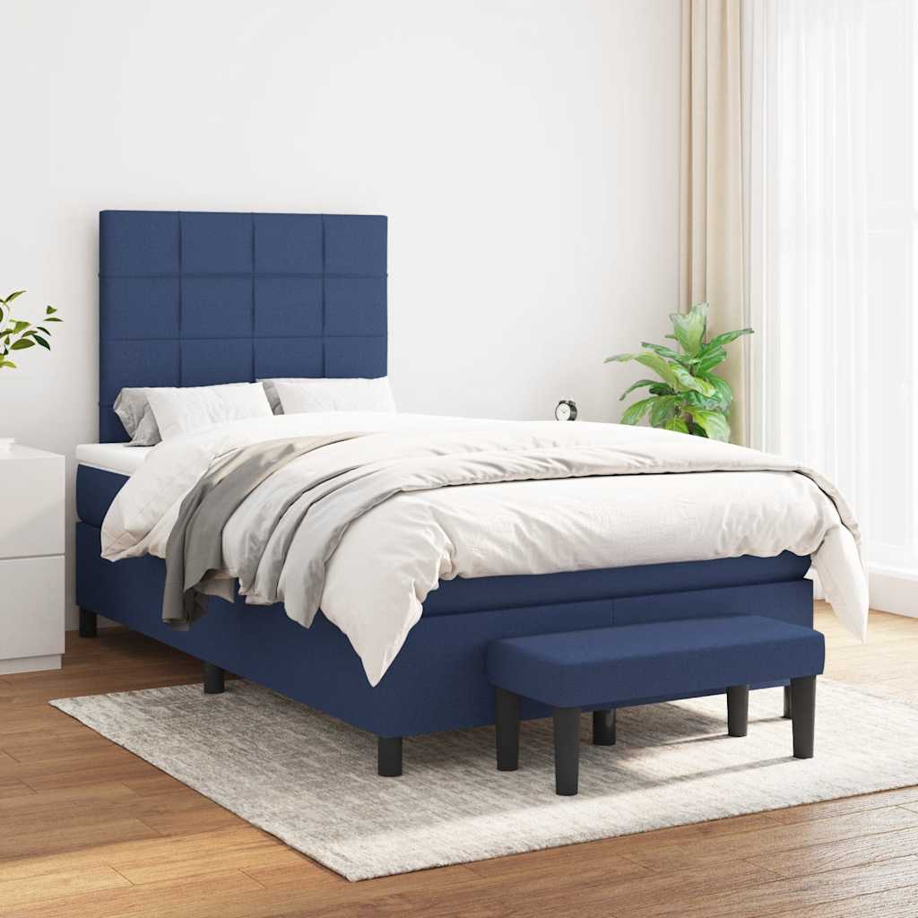 Boxspring met matras stof blauw 120x190 cm is nu te koop bij PeponiXL, paradijselijk wonen!