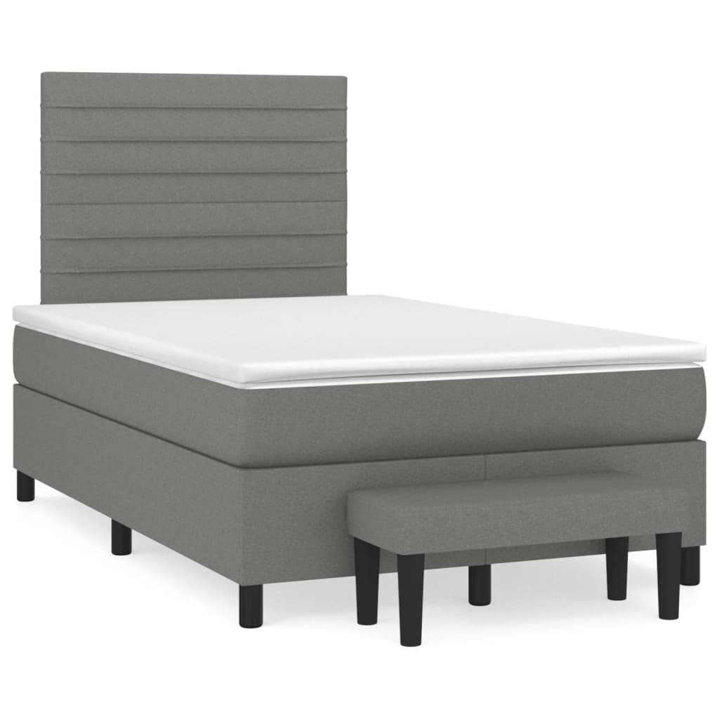 Boxspring met matras stof donkergrijs 120x190 cm is nu te koop bij PeponiXL, paradijselijk wonen!