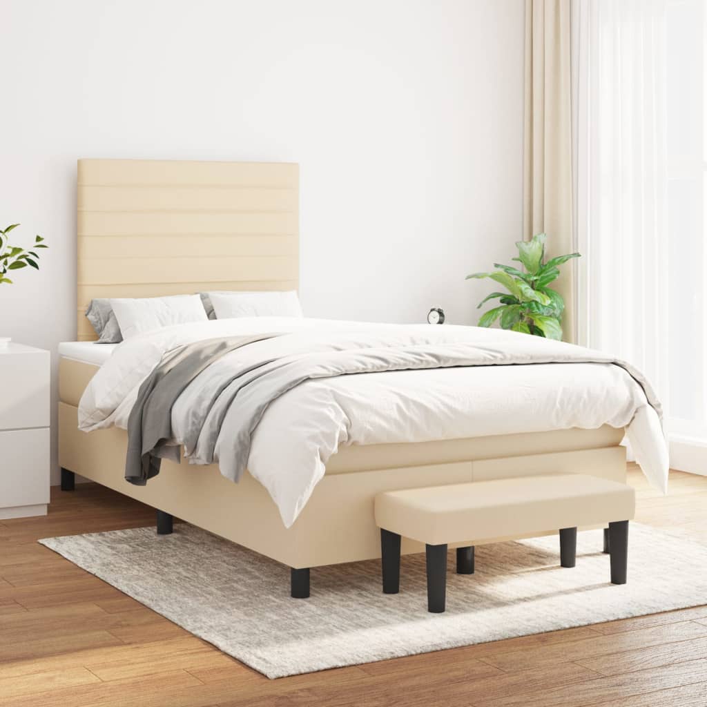 Boxspring met matras stof crèmekleurig 120x190 cm is nu te koop bij PeponiXL, paradijselijk wonen!