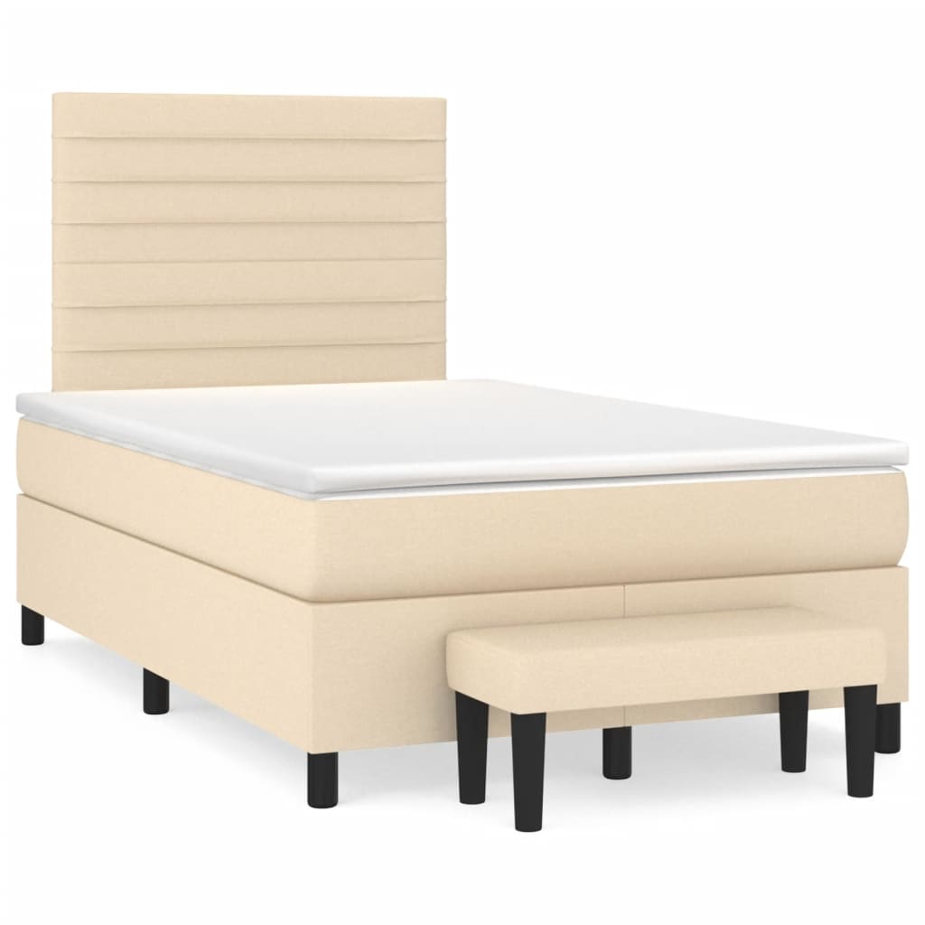 Boxspring met matras stof crèmekleurig 120x190 cm is nu te koop bij PeponiXL, paradijselijk wonen!