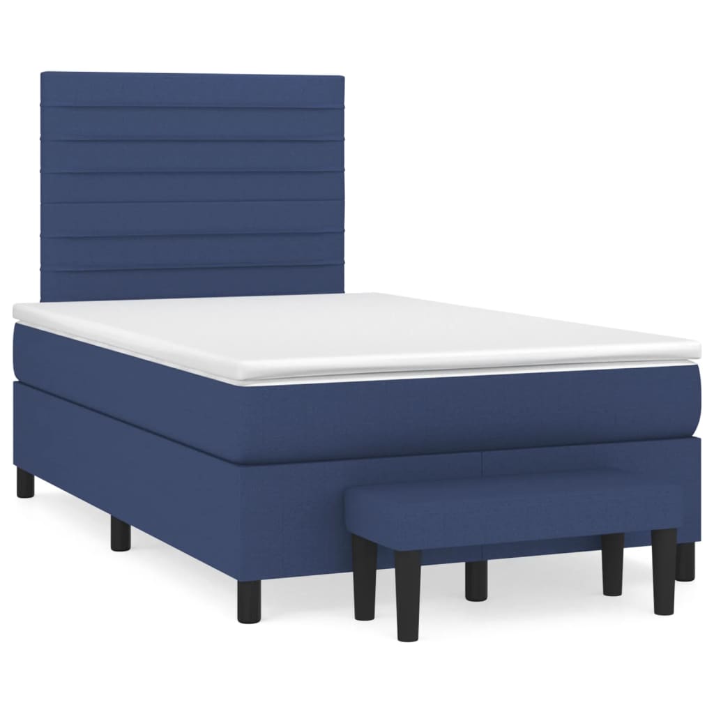 Boxspring met matras stof blauw 120x190 cm is nu te koop bij PeponiXL, paradijselijk wonen!