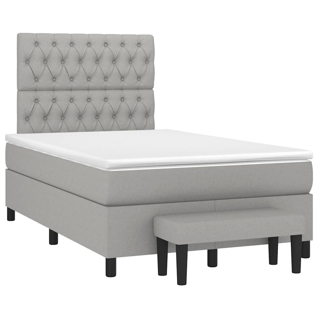 Boxspring met matras stof lichtgrijs 120x190 cm is nu te koop bij PeponiXL, paradijselijk wonen!