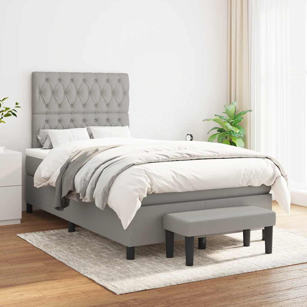 Boxspring met matras stof lichtgrijs 120x190 cm is nu te koop bij PeponiXL, paradijselijk wonen!