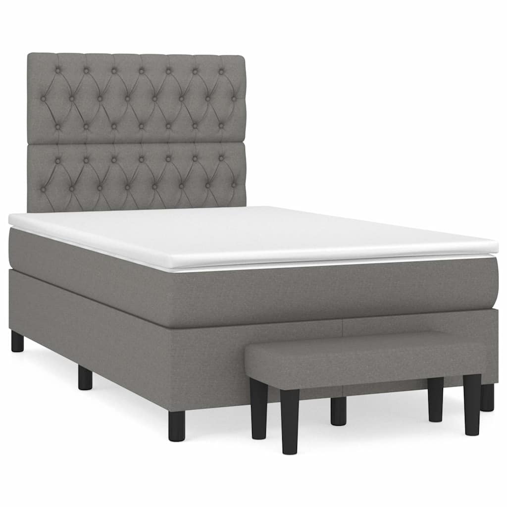 Boxspring met matras stof donkergrijs 120x190 cm is nu te koop bij PeponiXL, paradijselijk wonen!