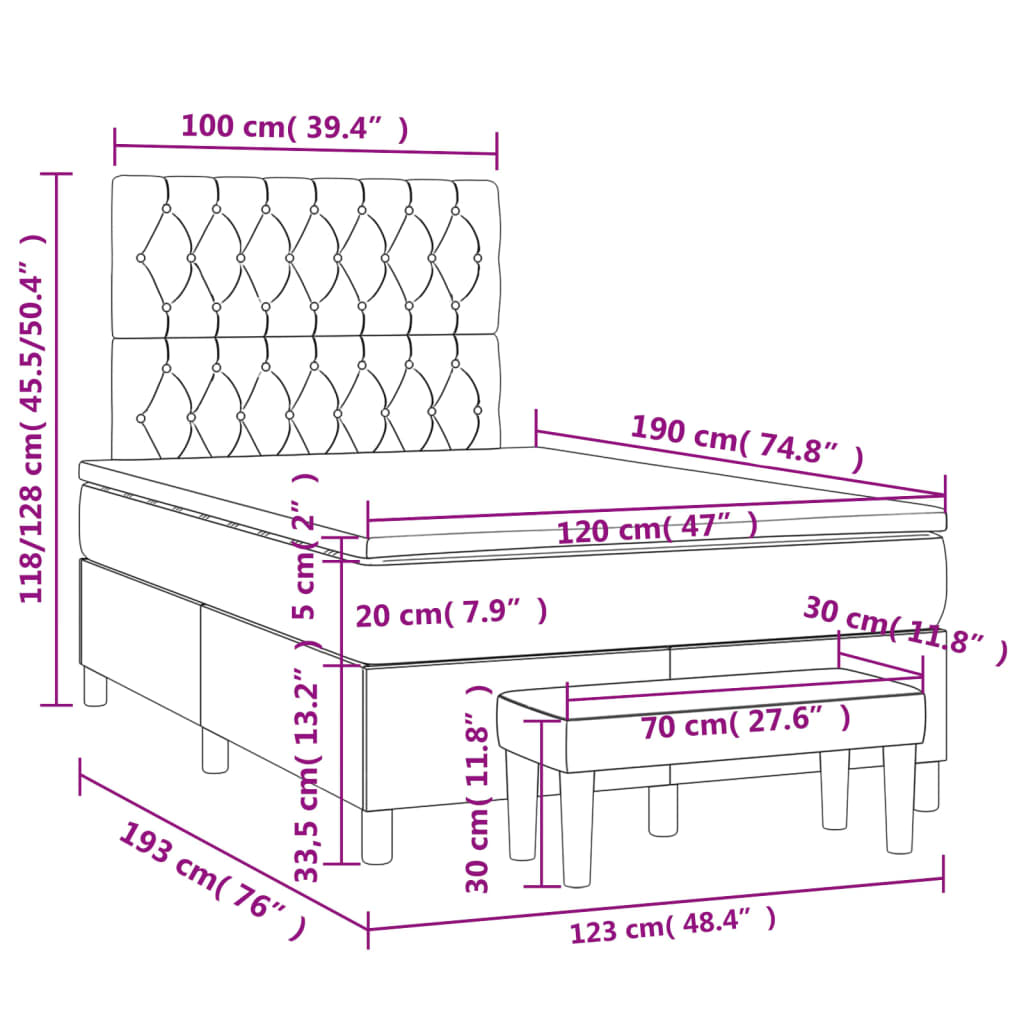 Boxspring met matras stof crèmekleurig 120x190 cm is nu te koop bij PeponiXL, paradijselijk wonen!