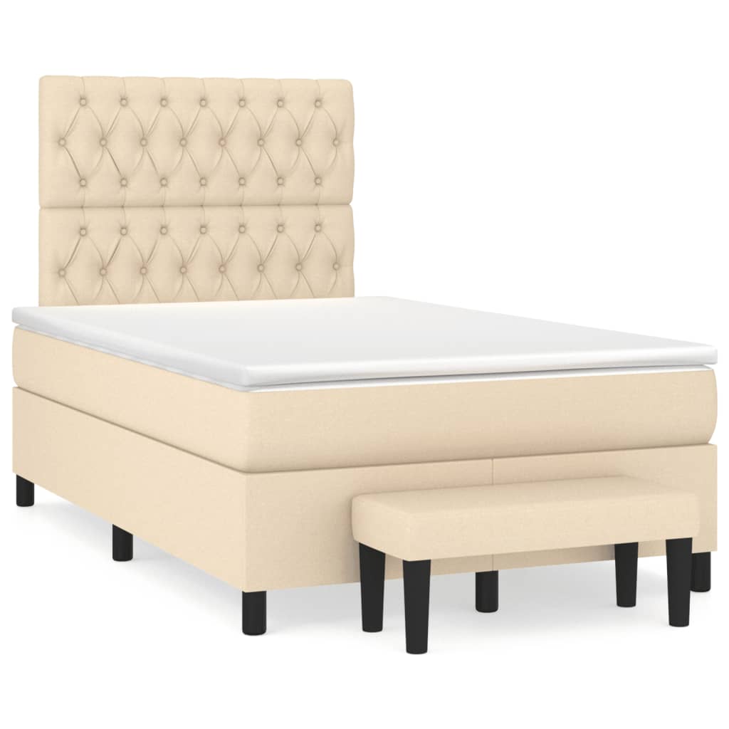 Boxspring met matras stof crèmekleurig 120x190 cm is nu te koop bij PeponiXL, paradijselijk wonen!