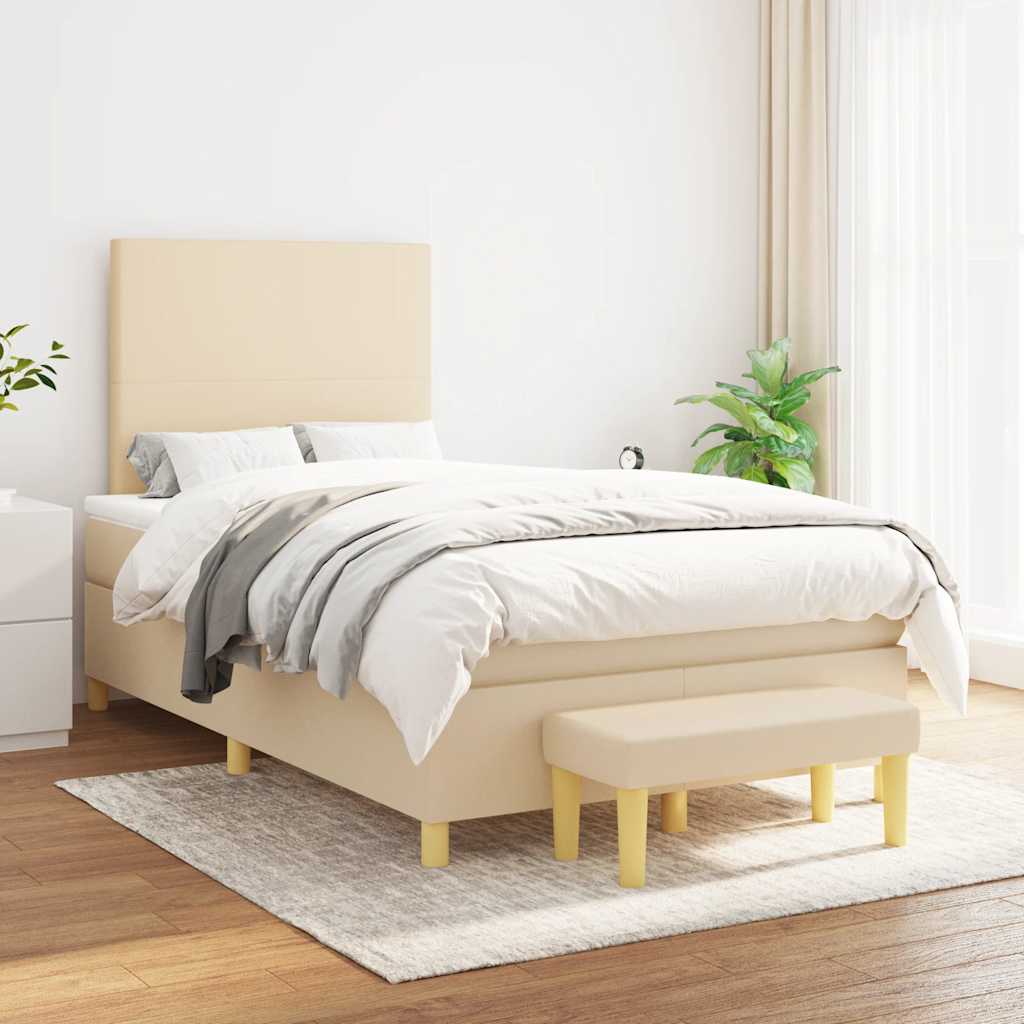 Boxspring met matras stof crèmekleurig 120x190 cm is nu te koop bij PeponiXL, paradijselijk wonen!
