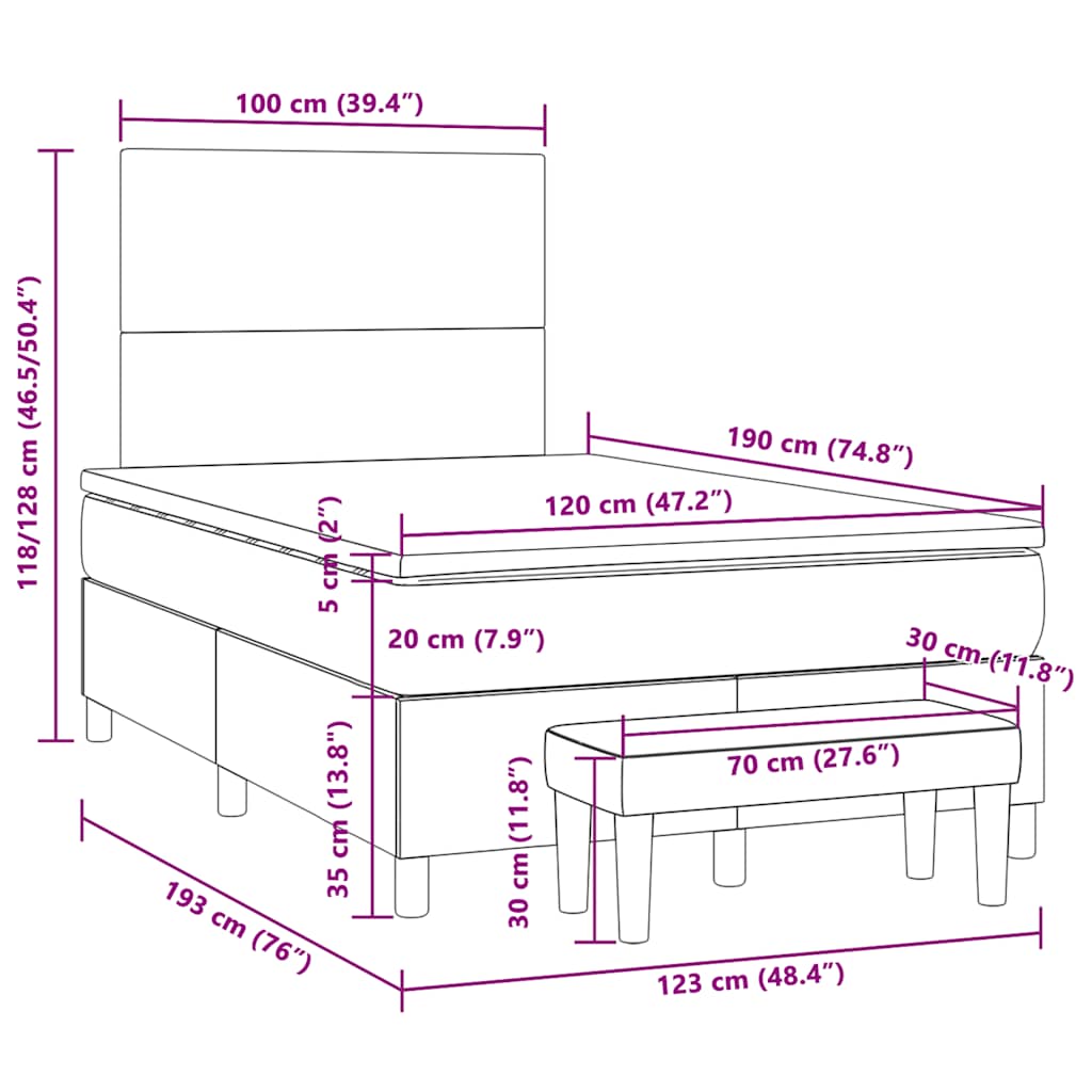 Boxspring met matras stof crèmekleurig 120x190 cm is nu te koop bij PeponiXL, paradijselijk wonen!