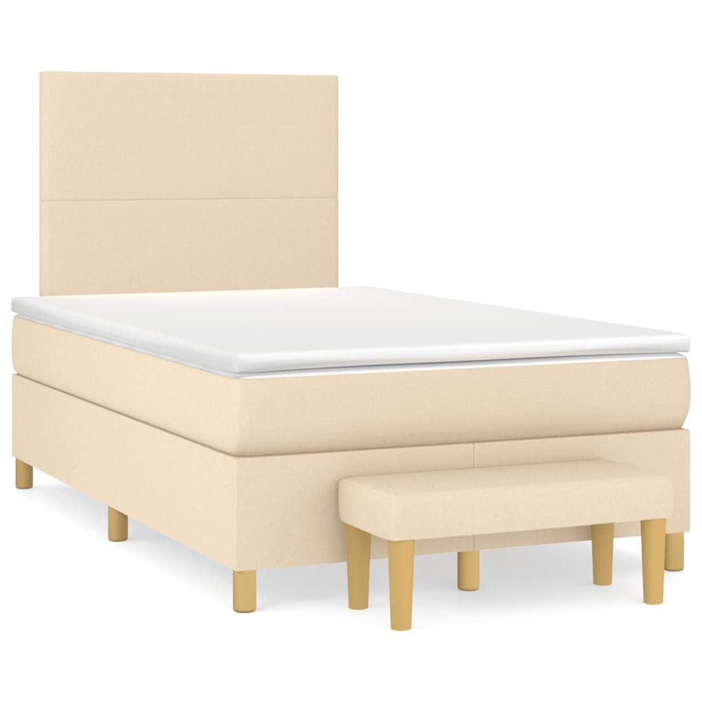 Boxspring met matras stof crèmekleurig 120x190 cm is nu te koop bij PeponiXL, paradijselijk wonen!