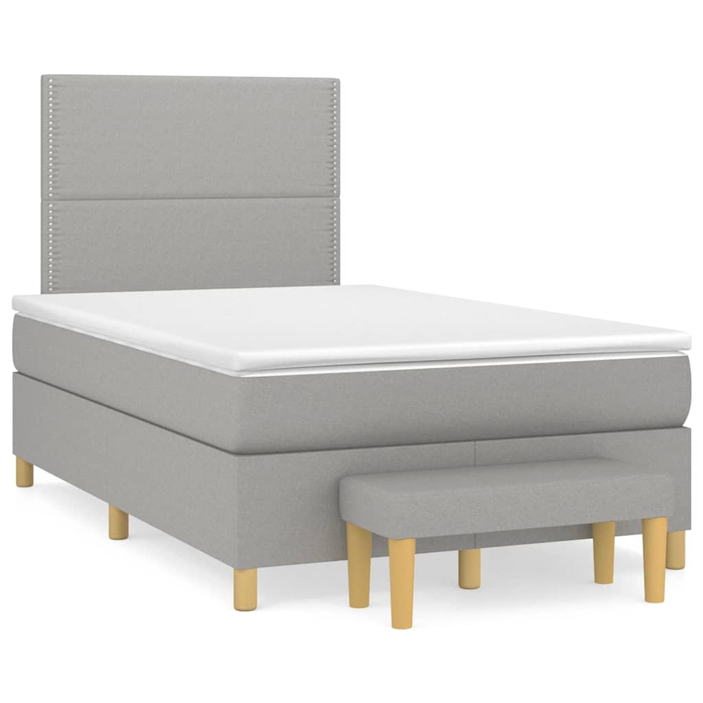 Boxspring met matras stof lichtgrijs 120x190 cm is nu te koop bij PeponiXL, paradijselijk wonen!