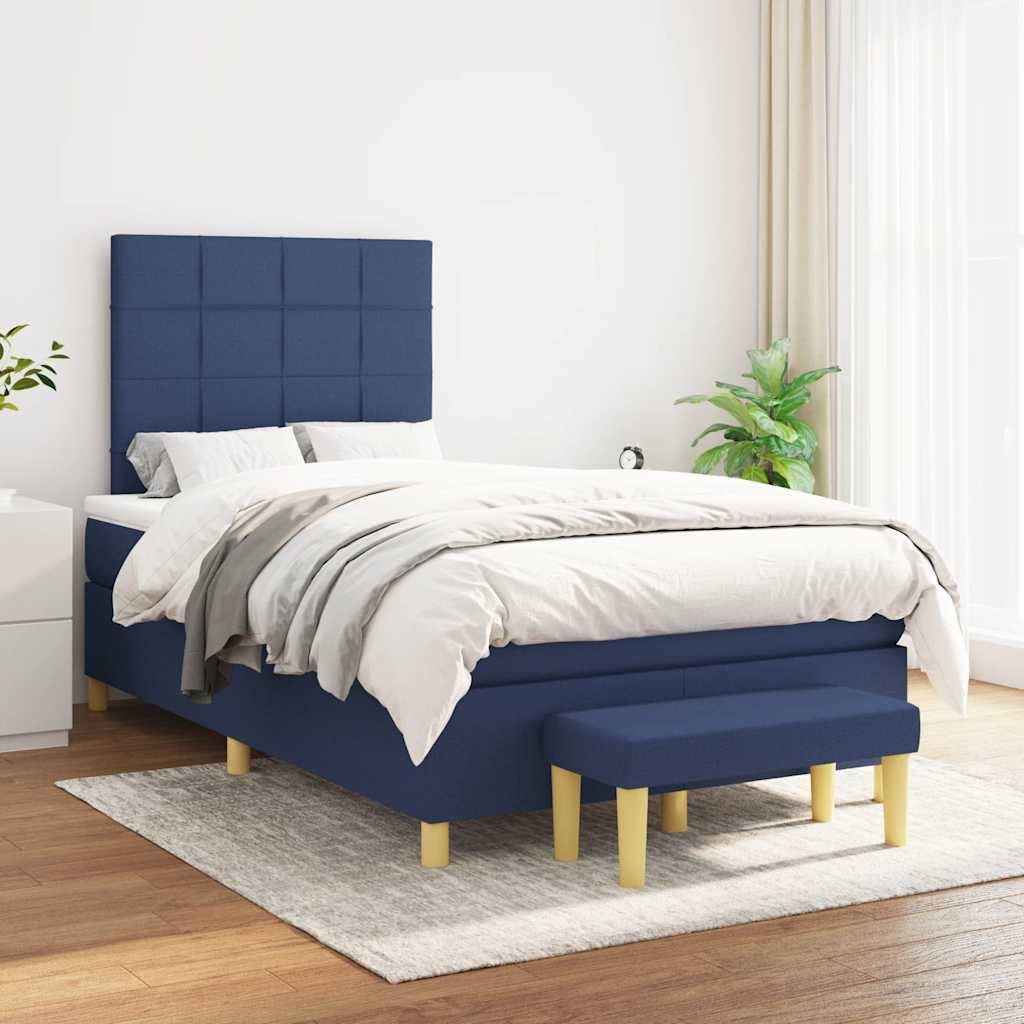 Boxspring met matras stof blauw 120x190 cm is nu te koop bij PeponiXL, paradijselijk wonen!