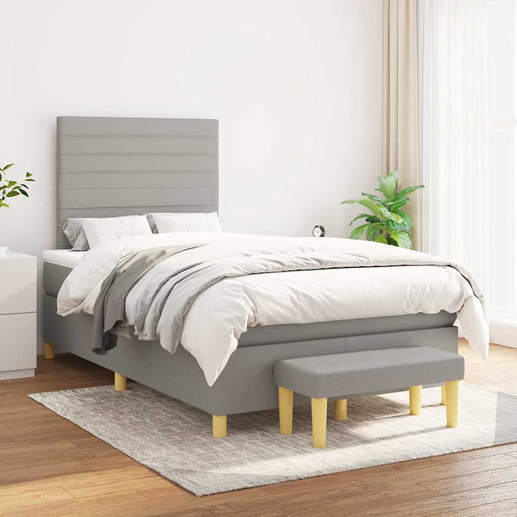 Boxspring met matras stof lichtgrijs 120x190 cm is nu te koop bij PeponiXL, paradijselijk wonen!