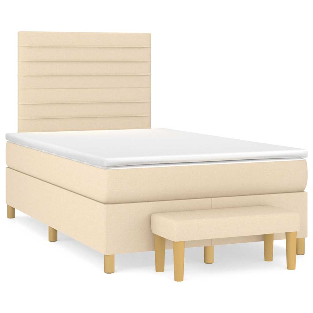 Boxspring met matras stof crèmekleurig 120x190 cm is nu te koop bij PeponiXL, paradijselijk wonen!