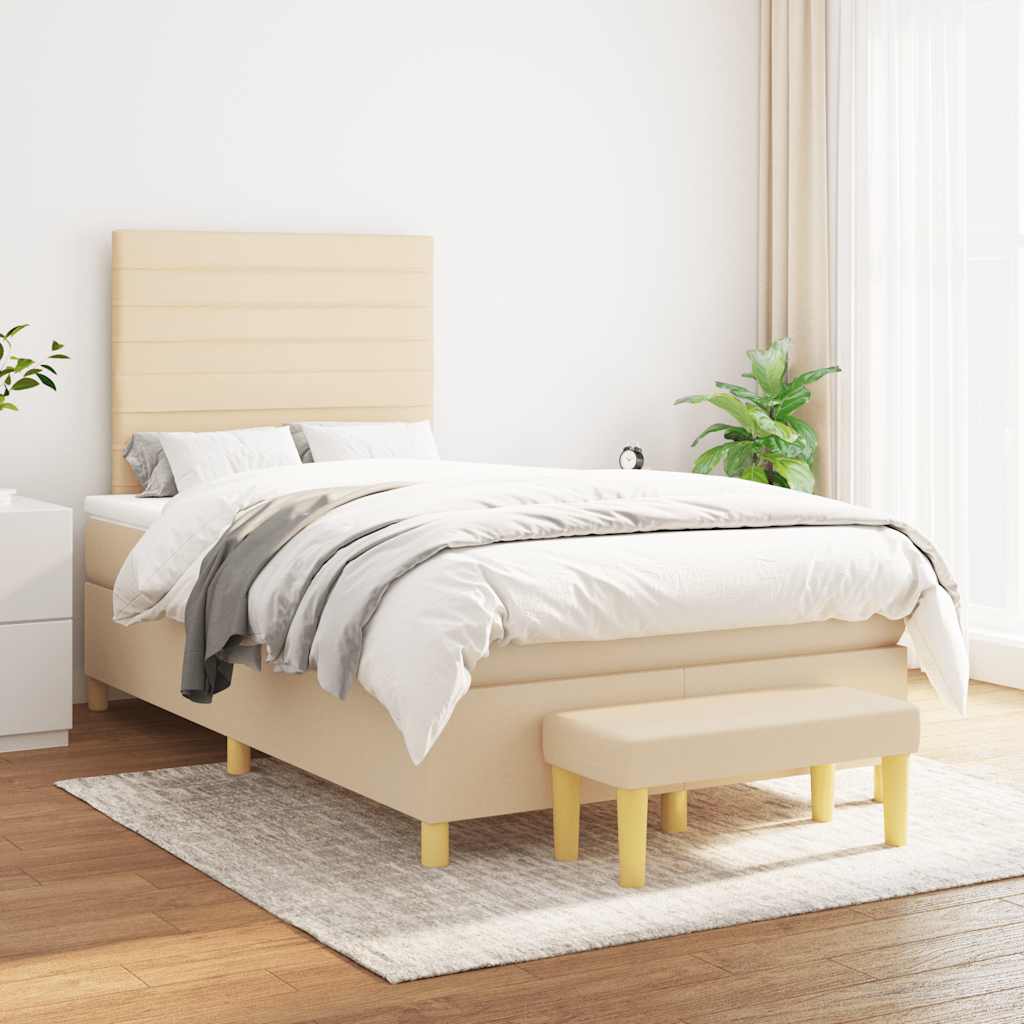 Boxspring met matras stof crèmekleurig 120x190 cm is nu te koop bij PeponiXL, paradijselijk wonen!