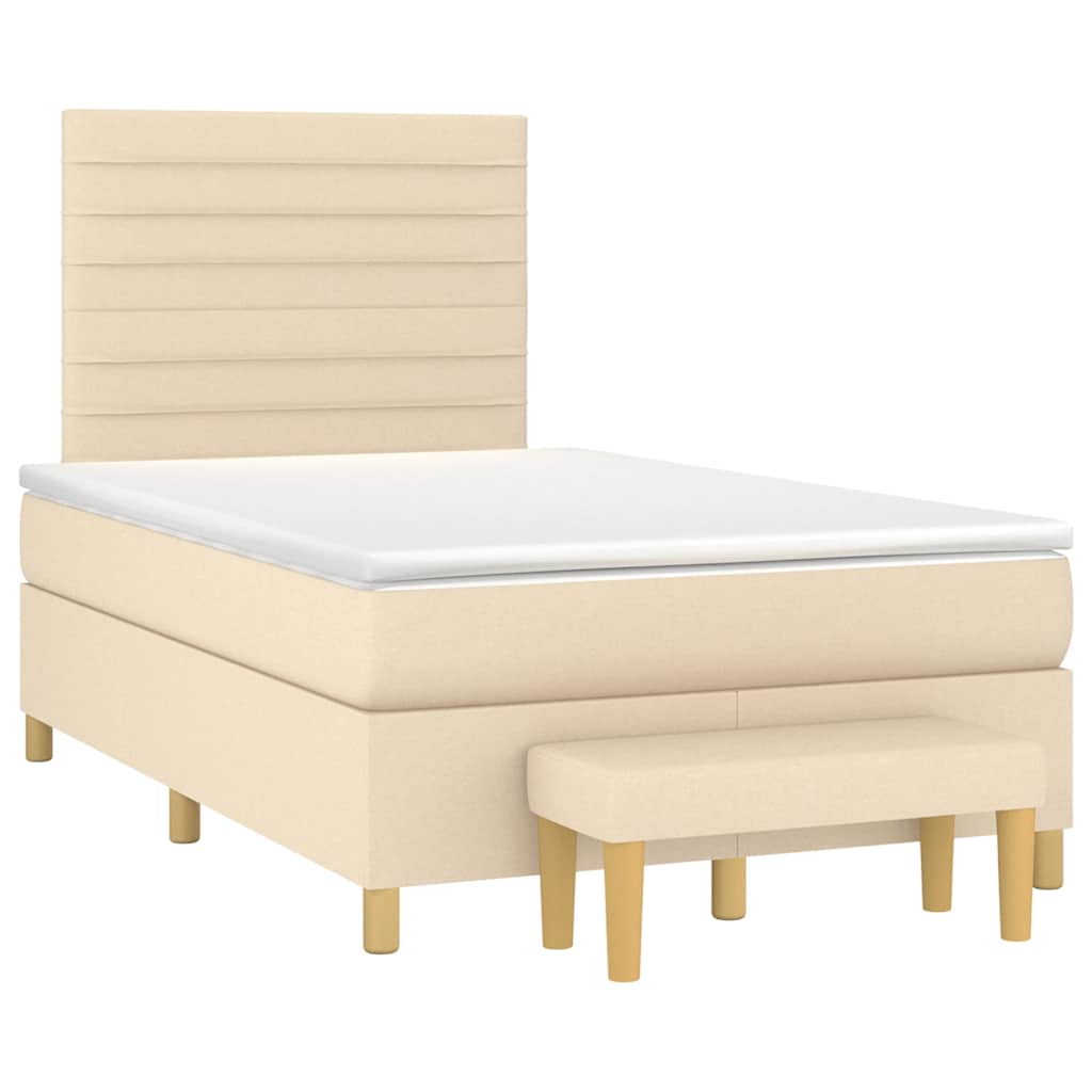 Boxspring met matras stof crèmekleurig 120x190 cm is nu te koop bij PeponiXL, paradijselijk wonen!