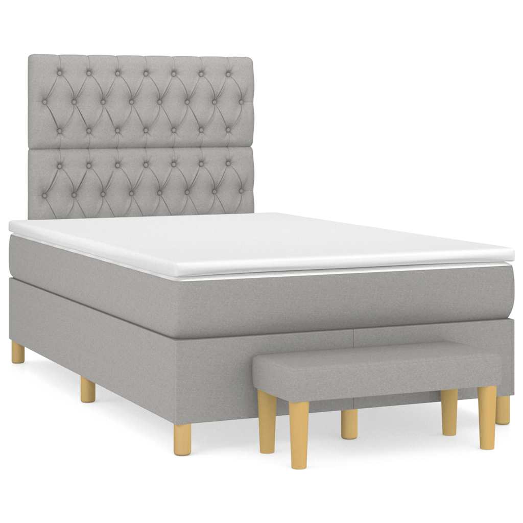 Boxspring met matras stof lichtgrijs 120x190 cm is nu te koop bij PeponiXL, paradijselijk wonen!