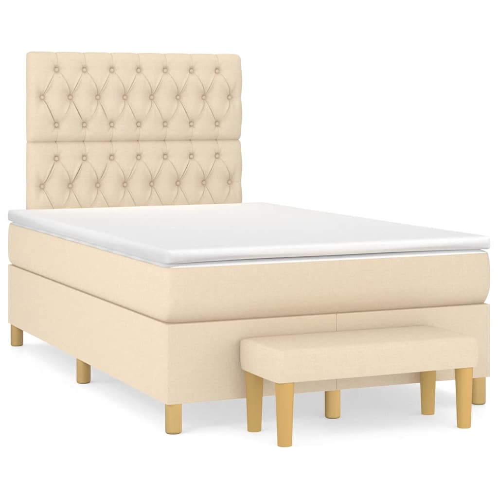 Boxspring met matras stof crèmekleurig 120x190 cm is nu te koop bij PeponiXL, paradijselijk wonen!