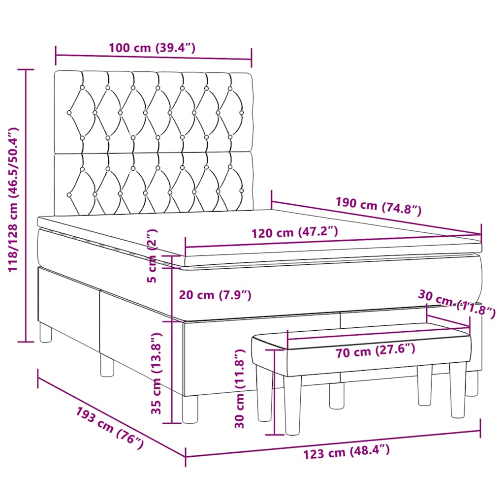 Boxspring met matras stof crèmekleurig 120x190 cm is nu te koop bij PeponiXL, paradijselijk wonen!