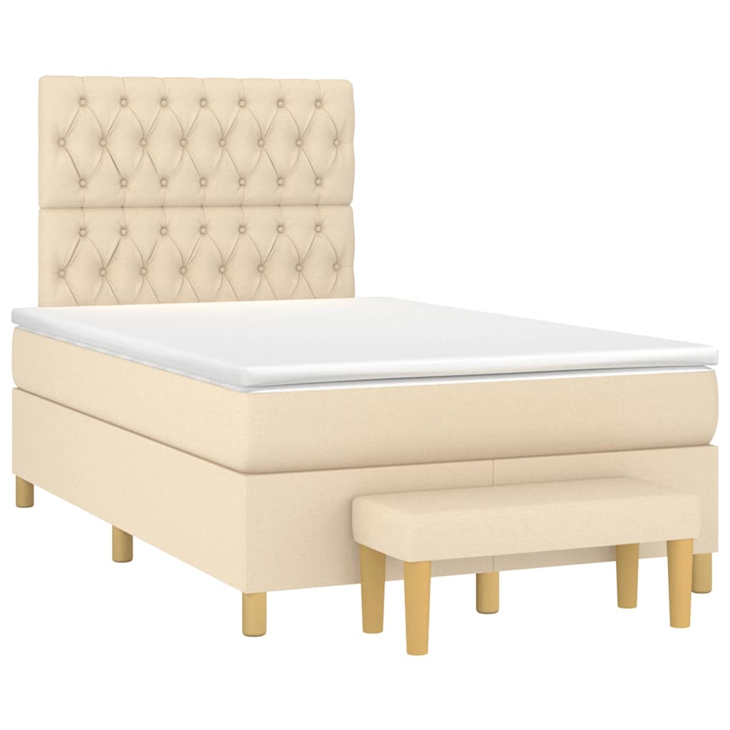 Boxspring met matras stof crèmekleurig 120x190 cm is nu te koop bij PeponiXL, paradijselijk wonen!
