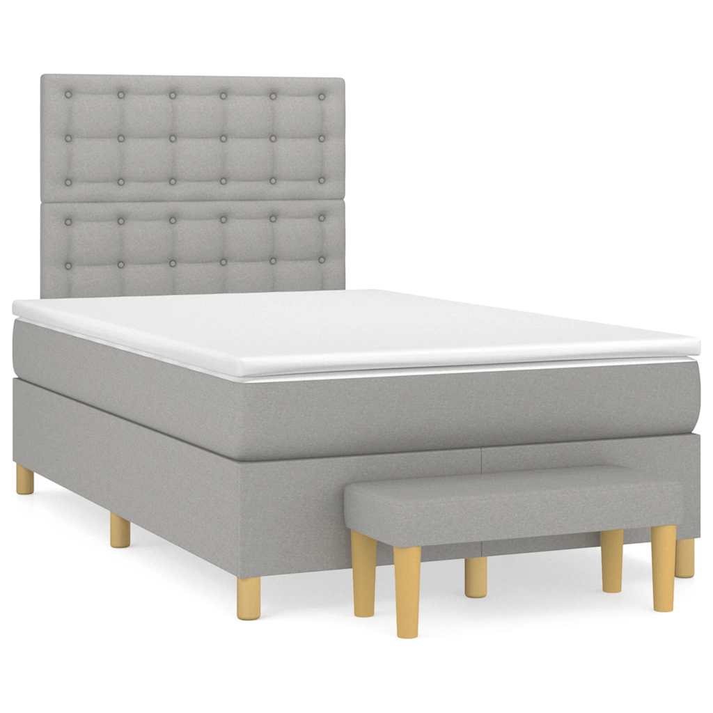 Boxspring met matras stof lichtgrijs 120x190 cm is nu te koop bij PeponiXL, paradijselijk wonen!