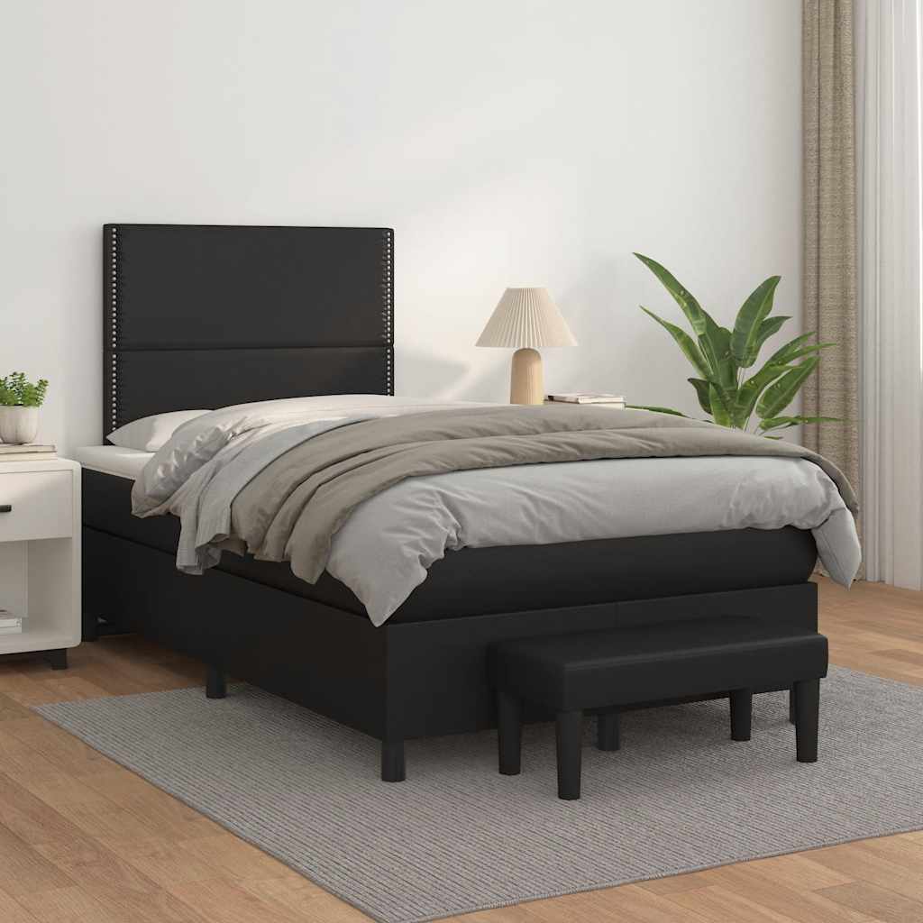 Boxspring met matras kunstleer zwart 120x190 cm is nu te koop bij PeponiXL, paradijselijk wonen!
