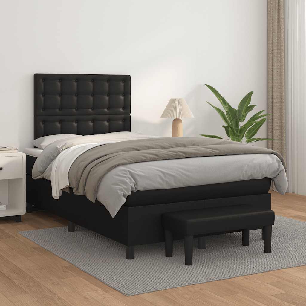 Boxspring met matras kunstleer zwart 120x190 cm is nu te koop bij PeponiXL, paradijselijk wonen!