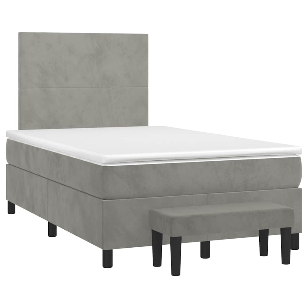 Boxspring met matras fluweel lichtgrijs 120x190 cm is nu te koop bij PeponiXL, paradijselijk wonen!