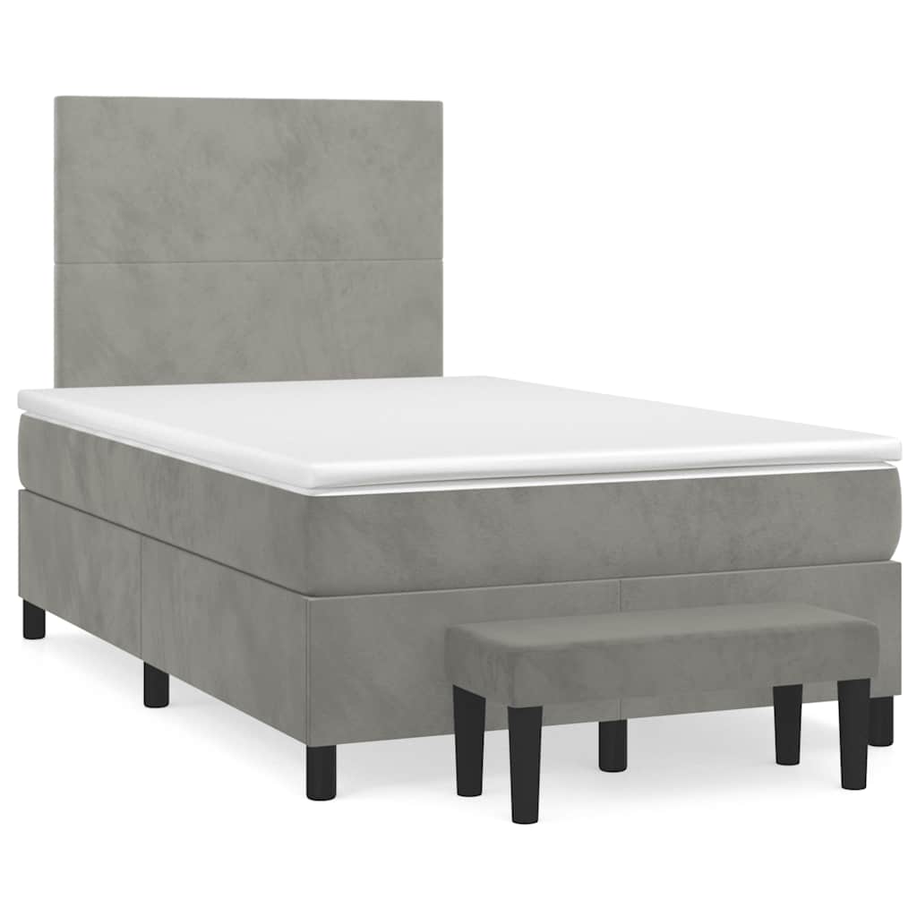 Boxspring met matras fluweel lichtgrijs 120x190 cm is nu te koop bij PeponiXL, paradijselijk wonen!