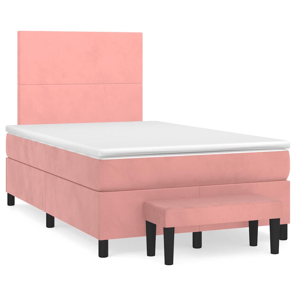 Boxspring met matras fluweel roze 120x190 cm is nu te koop bij PeponiXL, paradijselijk wonen!