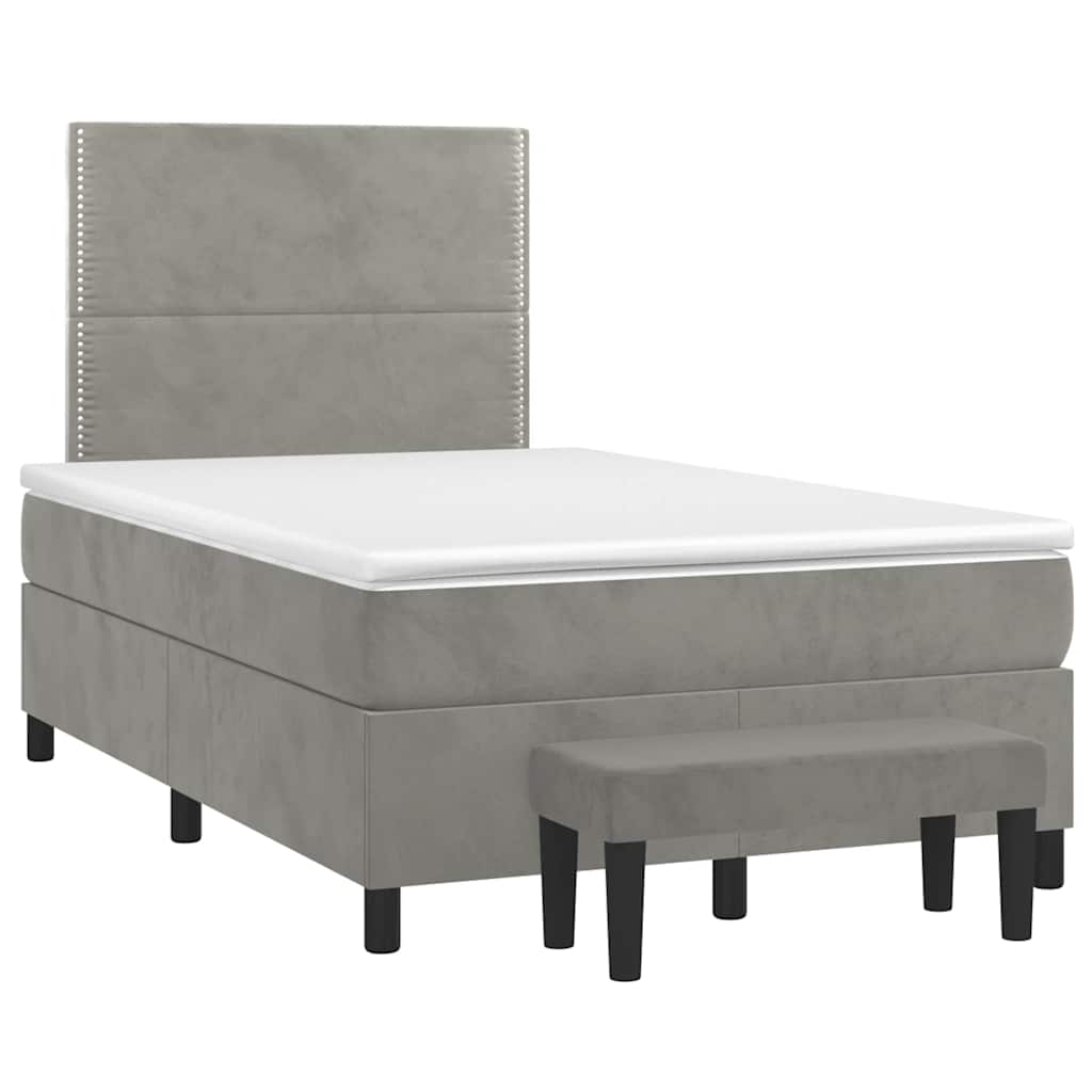 Boxspring met matras fluweel lichtgrijs 120x190 cm is nu te koop bij PeponiXL, paradijselijk wonen!