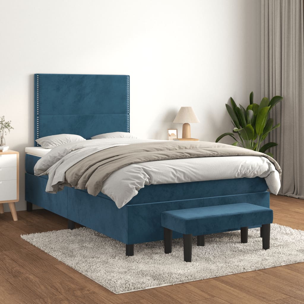 Boxspring met matras fluweel donkerblauw 120x190 cm is nu te koop bij PeponiXL, paradijselijk wonen!