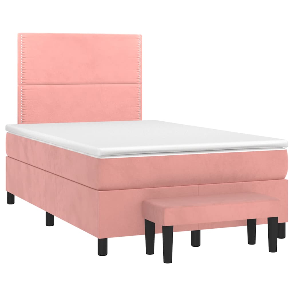 Boxspring met matras fluweel roze 120x190 cm is nu te koop bij PeponiXL, paradijselijk wonen!