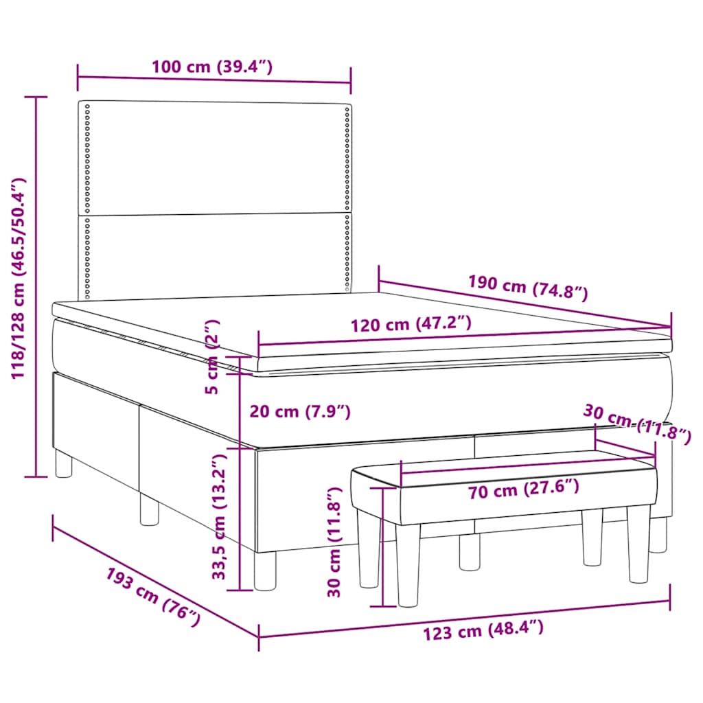 Boxspring met matras fluweel roze 120x190 cm is nu te koop bij PeponiXL, paradijselijk wonen!