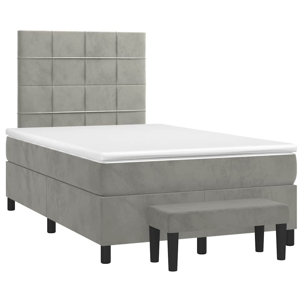 Boxspring met matras fluweel lichtgrijs 120x190 cm is nu te koop bij PeponiXL, paradijselijk wonen!